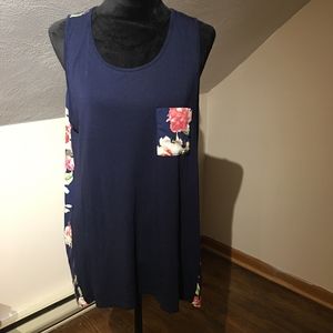 Navy tank w/ floral backing
